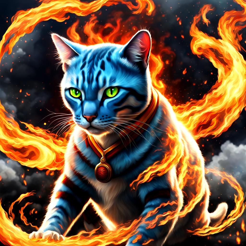 Epic Realistic Fire Bending Cat Avatar
