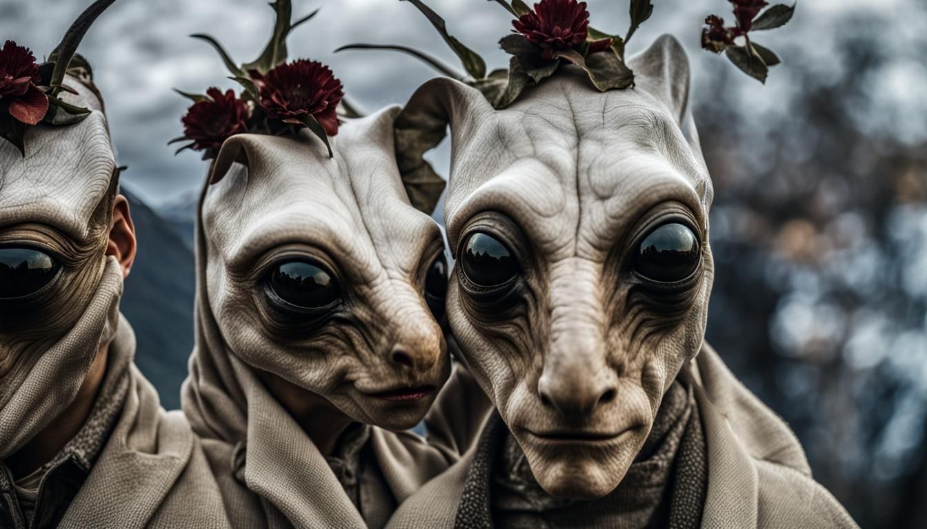 Surreal Restaurant Scene with Exotic Aliens, Professional Ph...