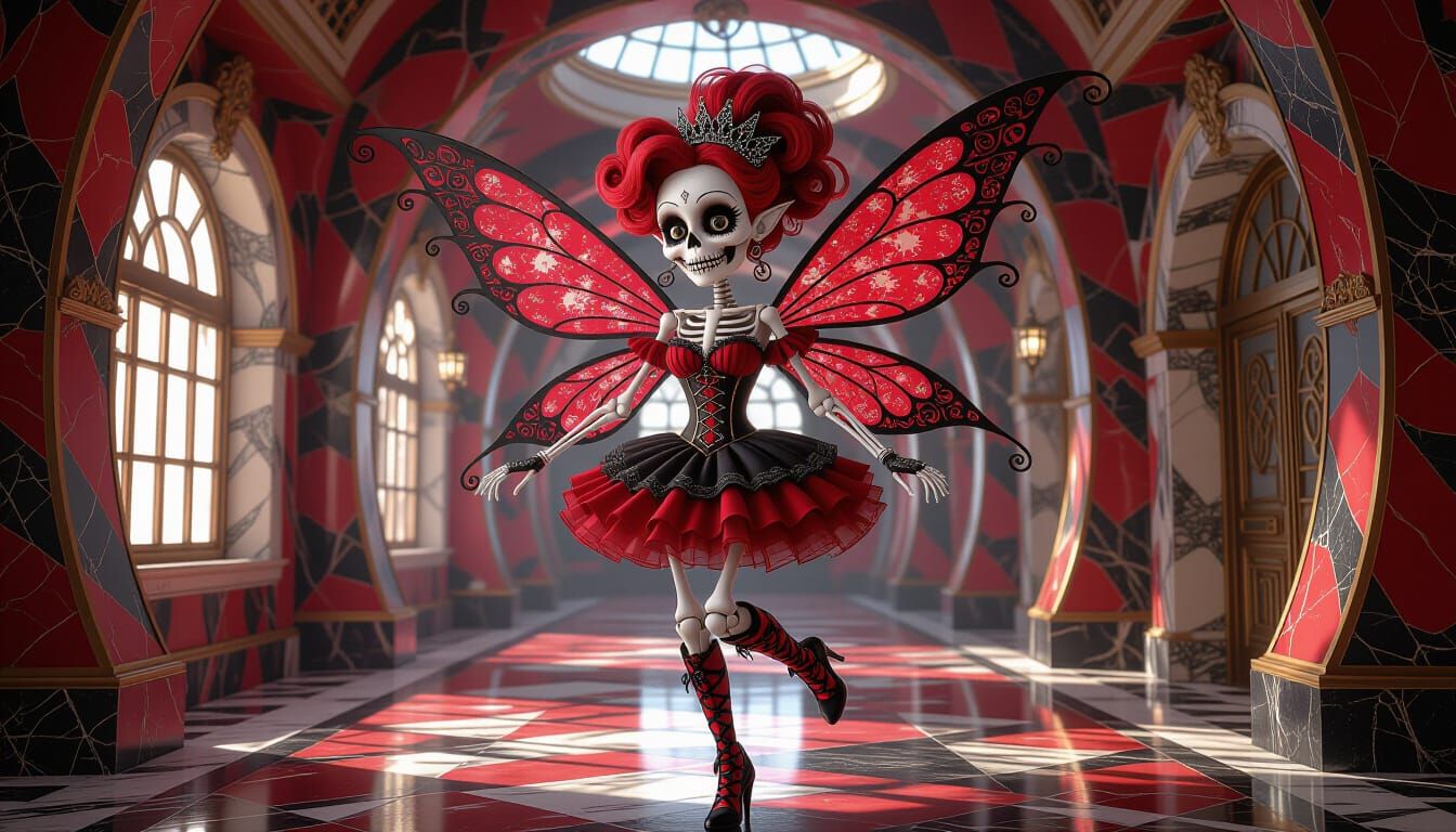 Steampunk Faerie Skeleton with Gear Wings