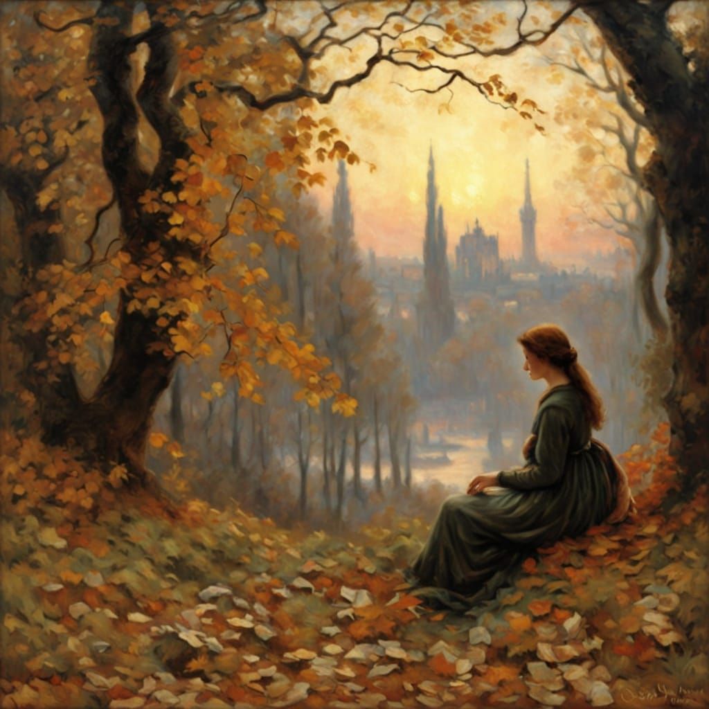 Impressionist Autumn Landscape Painting of Fleeting Beauty