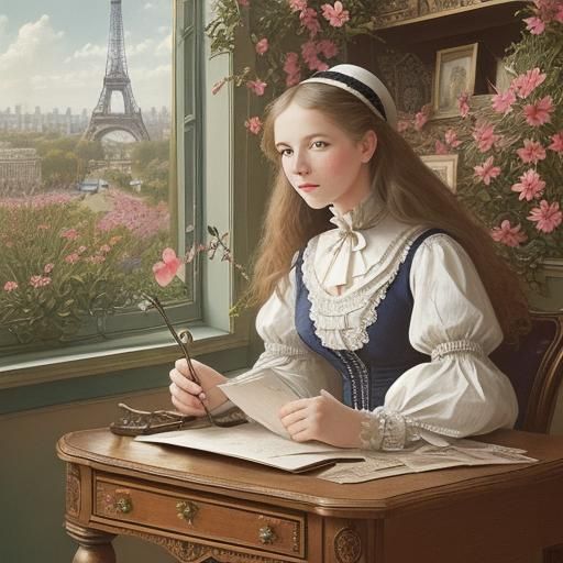 Paris Postcards in Cosmos Field, Light-Infused Impressionism