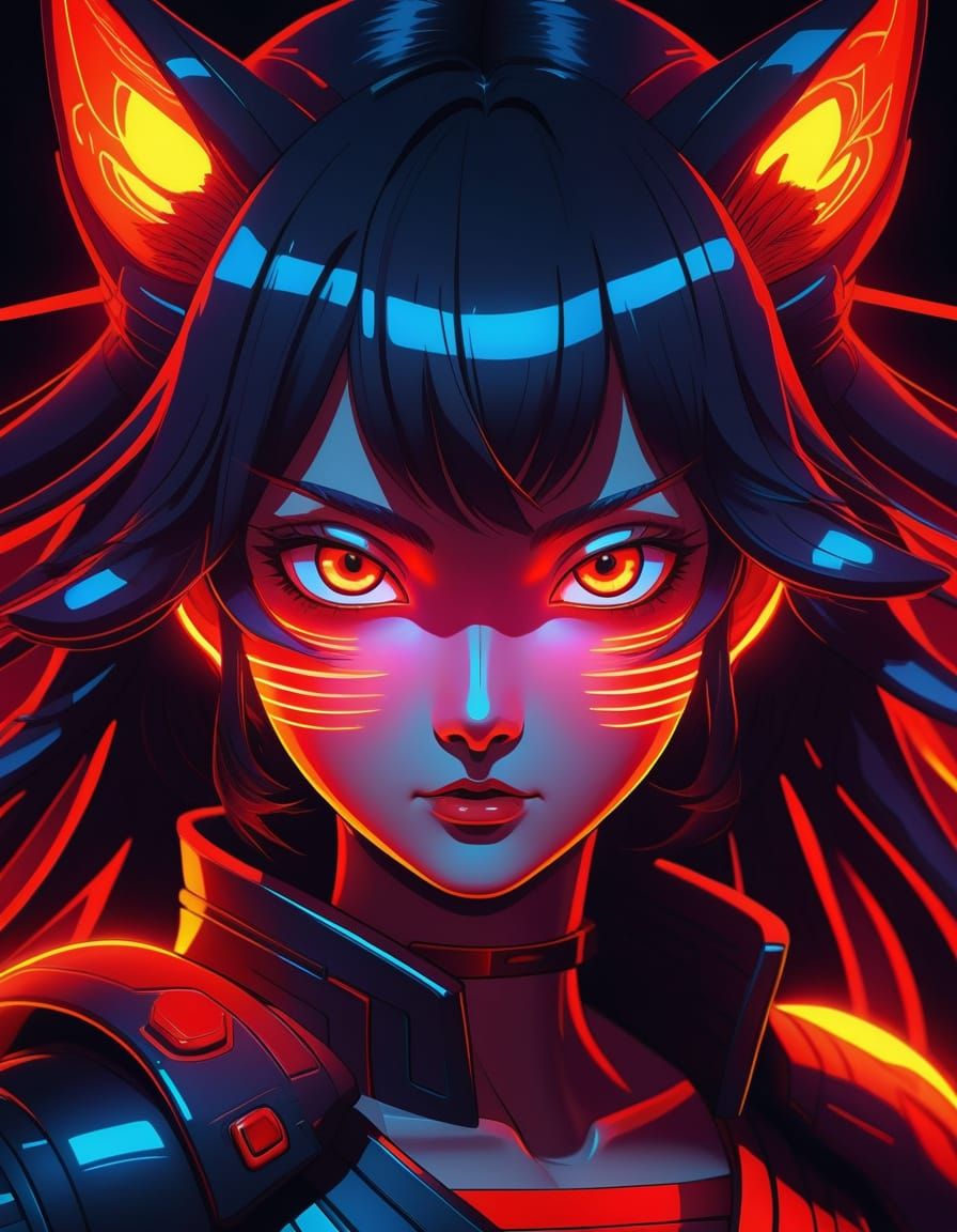 Enigmatic Red Eyes in Anime Style Artwork
