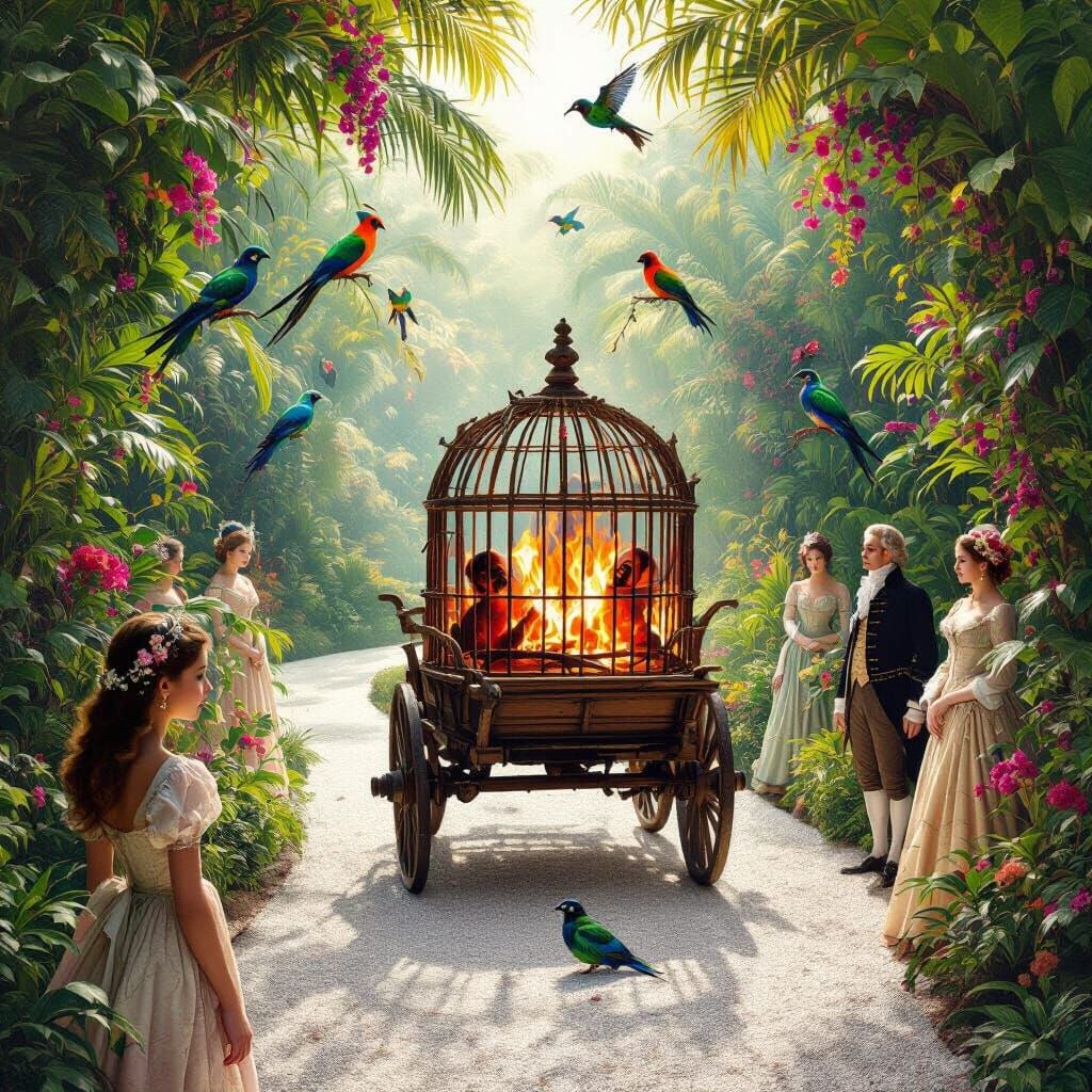 Mystical Paradise Garden with Fiery Torment