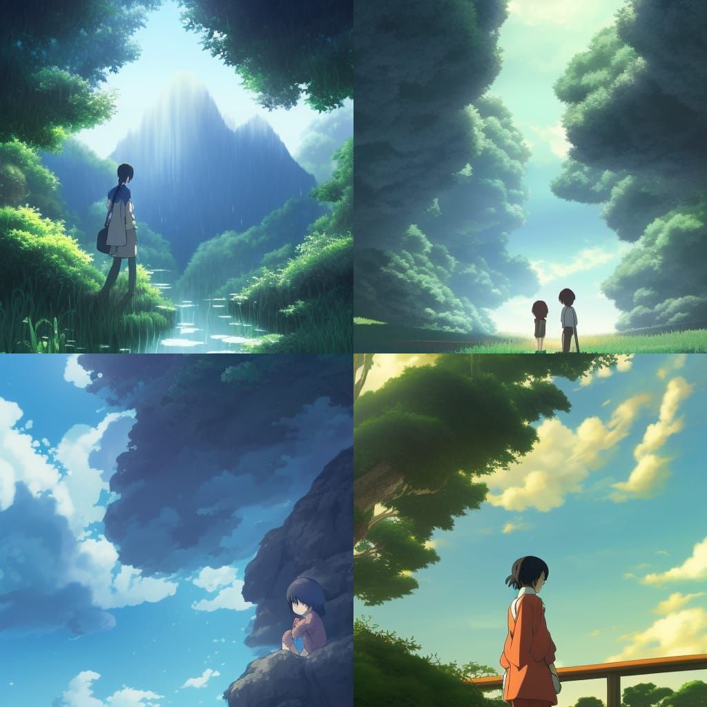 Anime Forest Key Visual in Ghibli Style