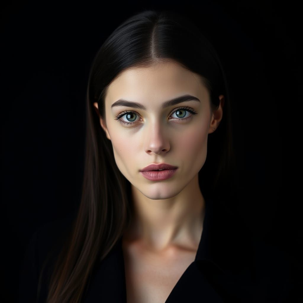 Elegant Portrait of a Young Woman in Black Jacket