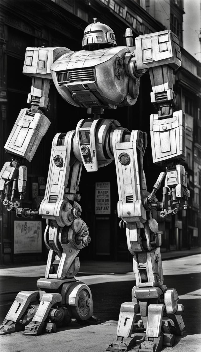 Dieselpunk Mecha in 1940s Style Photograph