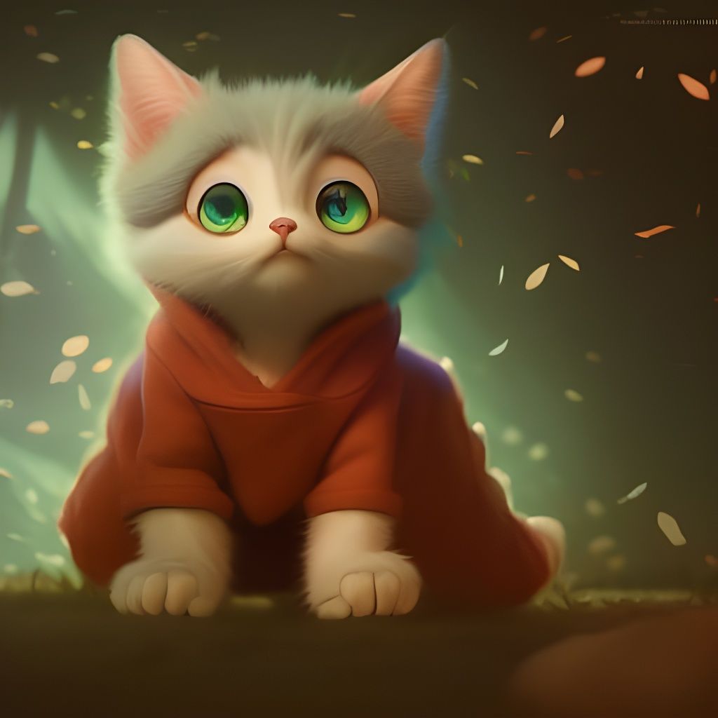 Adorable Baby Cat Portrait in Anime Style
