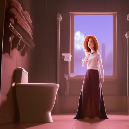 Hermione Granger Brushing Hair: 3D Digital Art