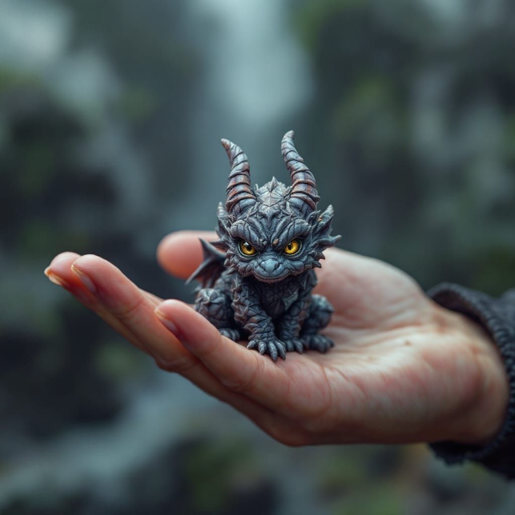 Intricate Stone Gargoyle, Handheld Size, Fantasy Art