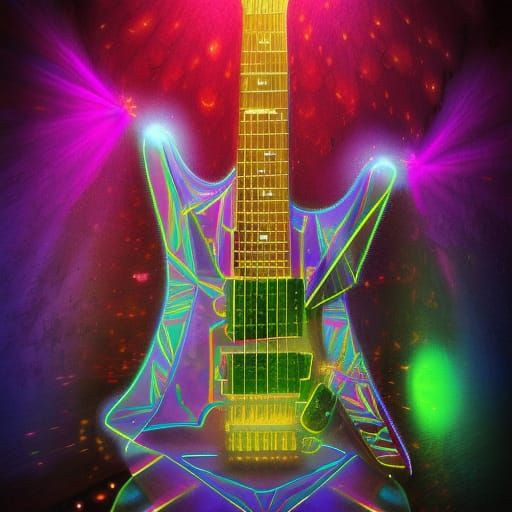 Electric Guitar with Lightning in Steampunk Style