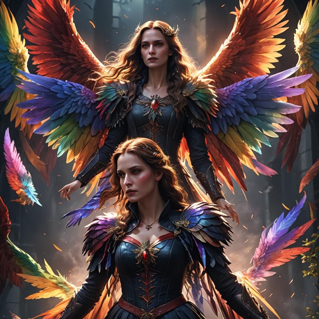Vampire with Rainbow Archangel Wings in Ultra HD