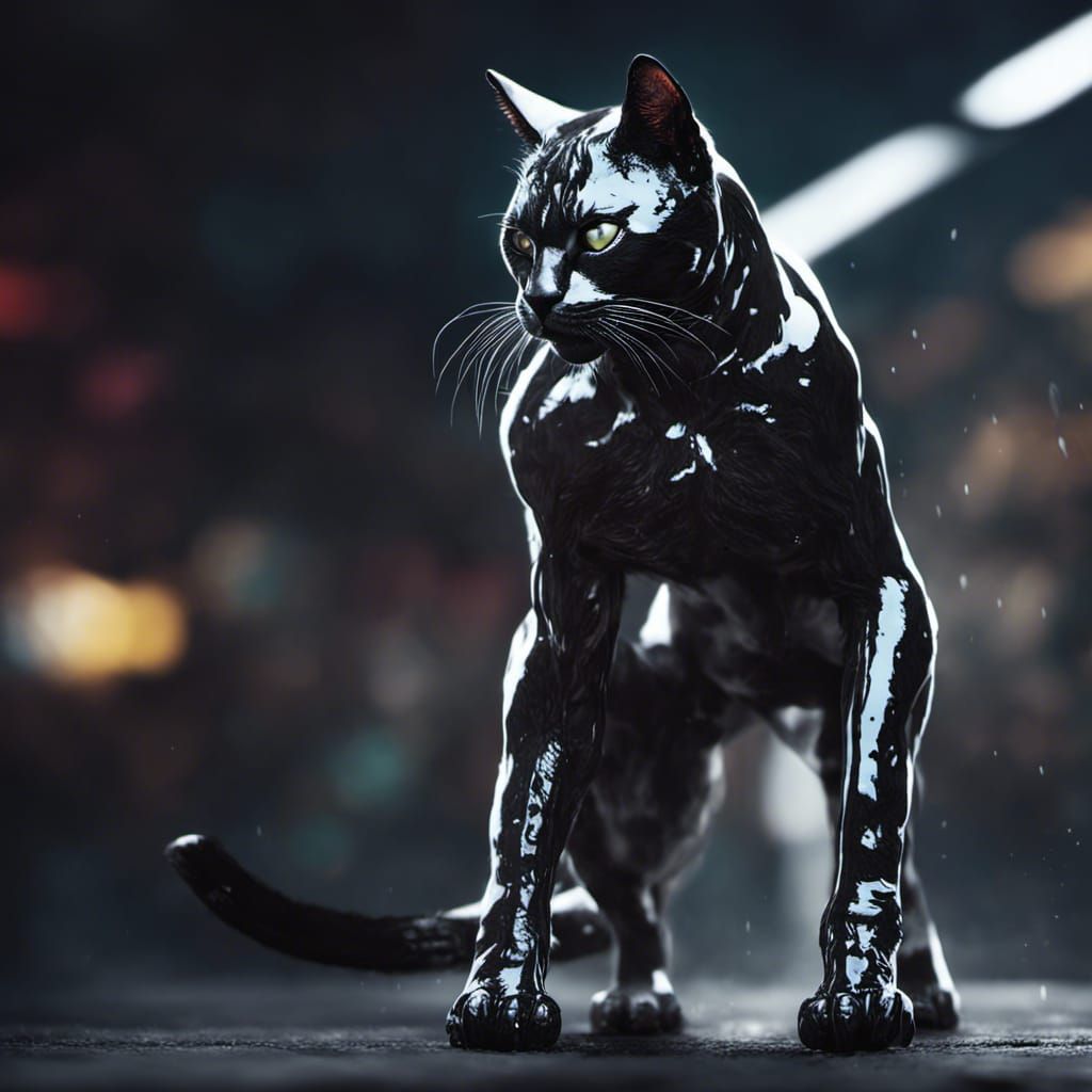 Hyperrealistic Cat-Human Hybrid in Light and Shadow