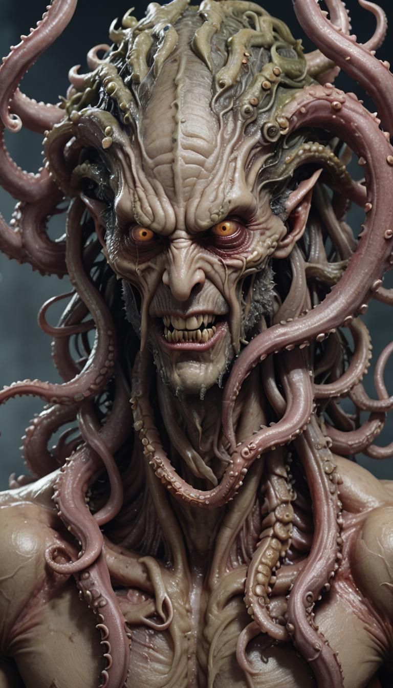 Handsome Tentacled Monster in Hyperrealistic Style