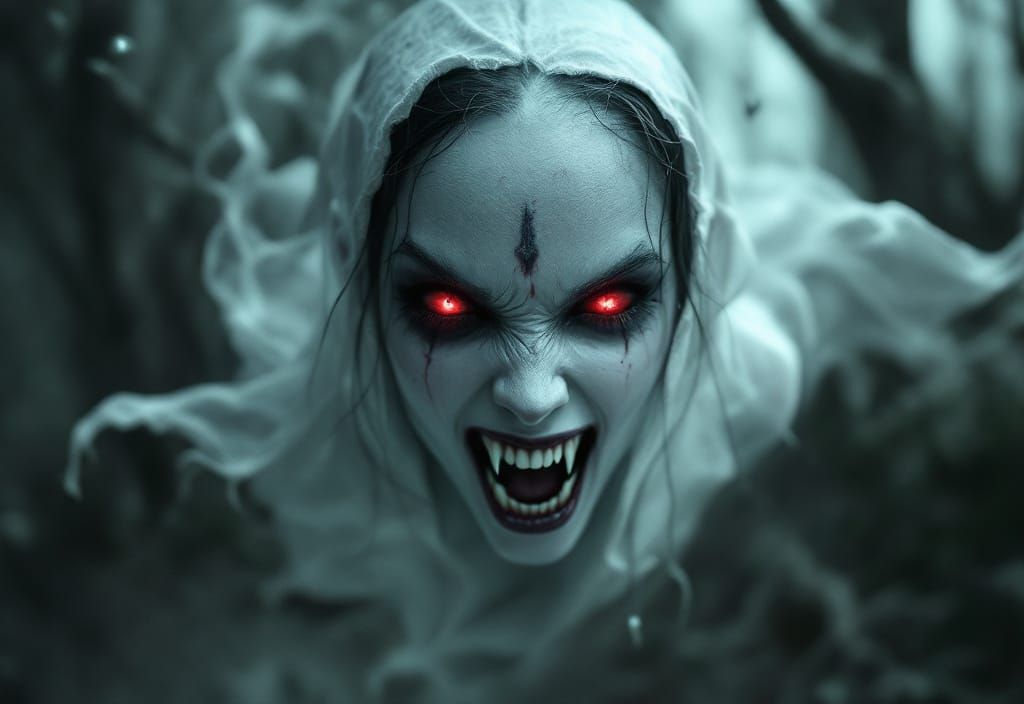 Cute Vampire Princess Ghost in Pencil and Matte