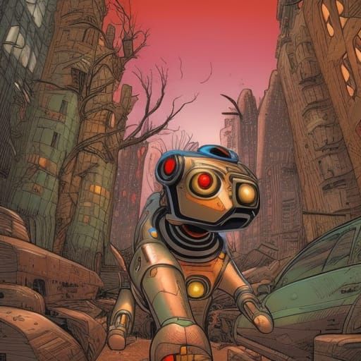 Robot Dog in Comic Book Style