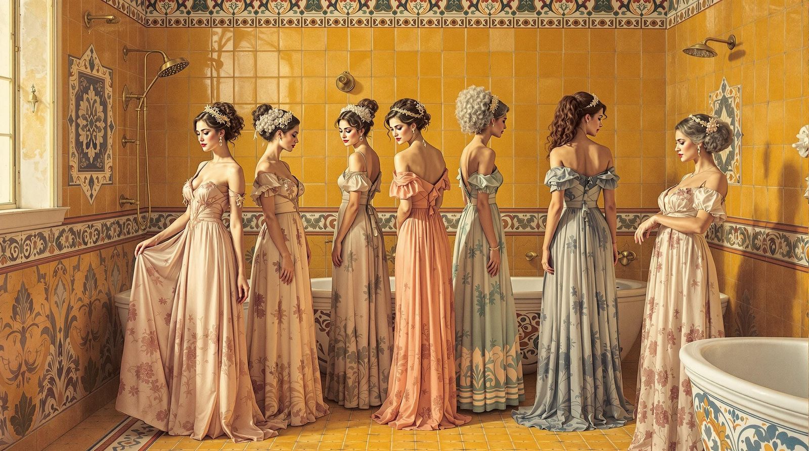 Women in Life Stages, Delicate Watercolor and Pencil Art