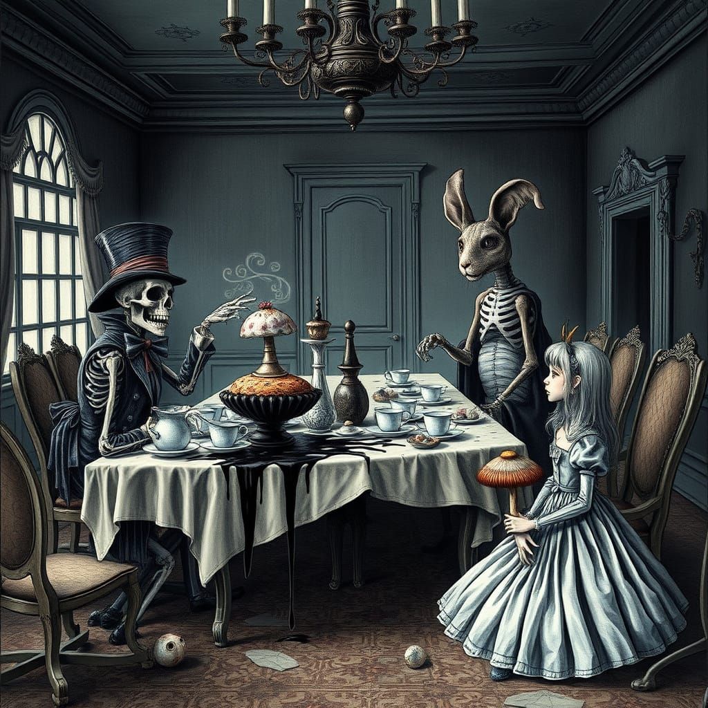 Gothic Tea Party in an Abandoned Ballroom