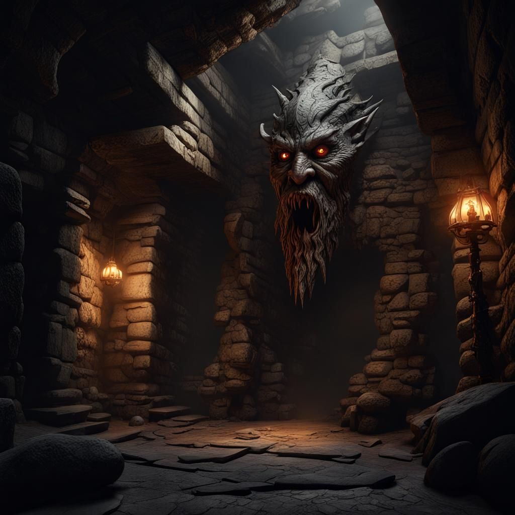 Mysterious Shadow Monster in Dwarven Hallway