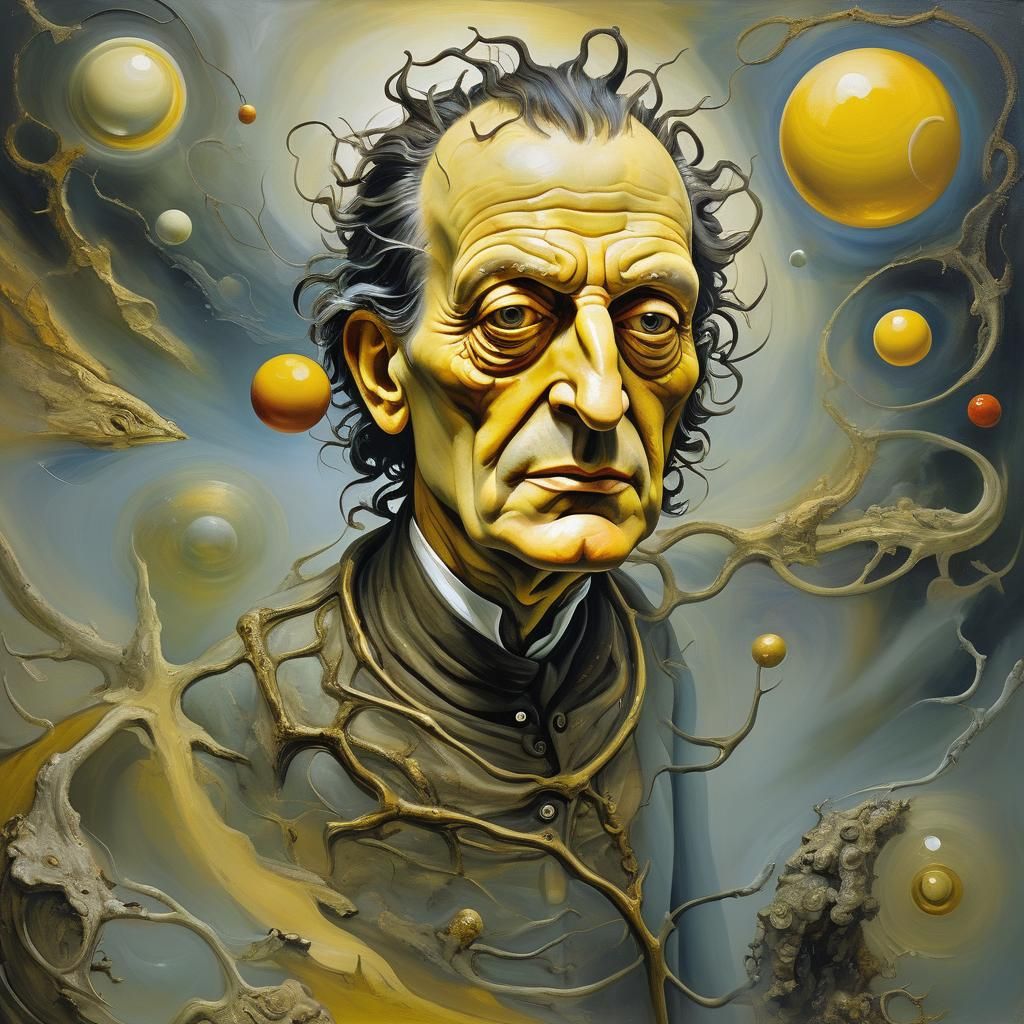 Cosmic Being Travels Dreamlike Landscape in Oil Painting Sty...