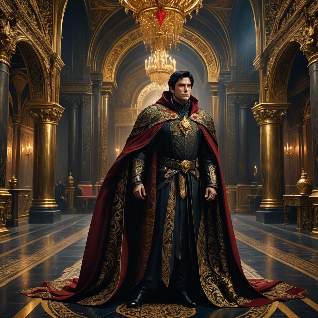 Noble in Ornate Hallway: Matte Painting