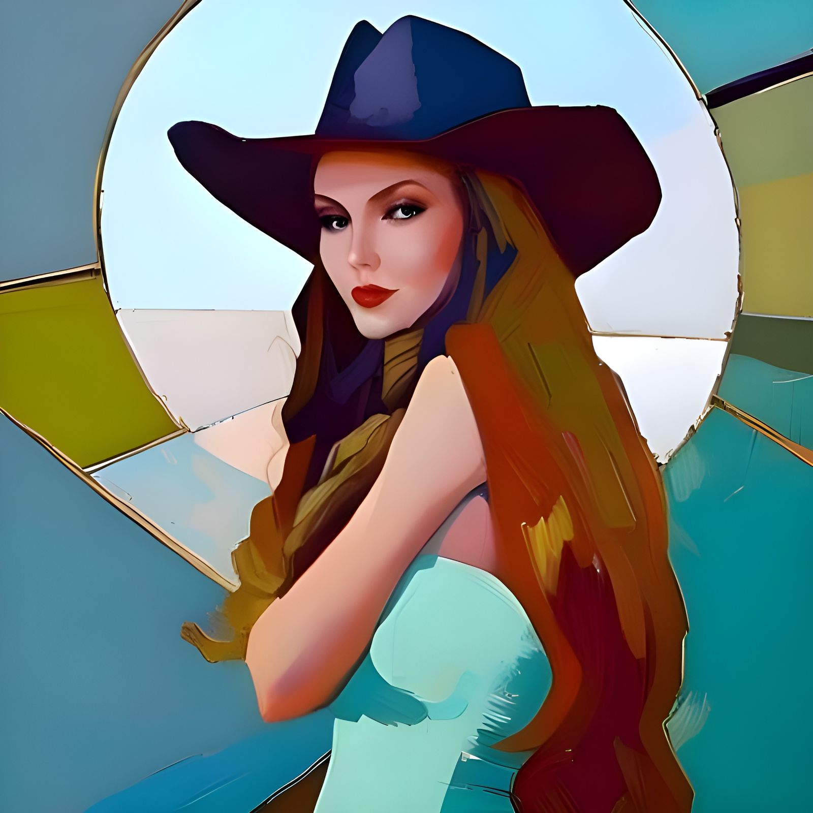 Woman in Cowboy Hat, Digital Impressionism