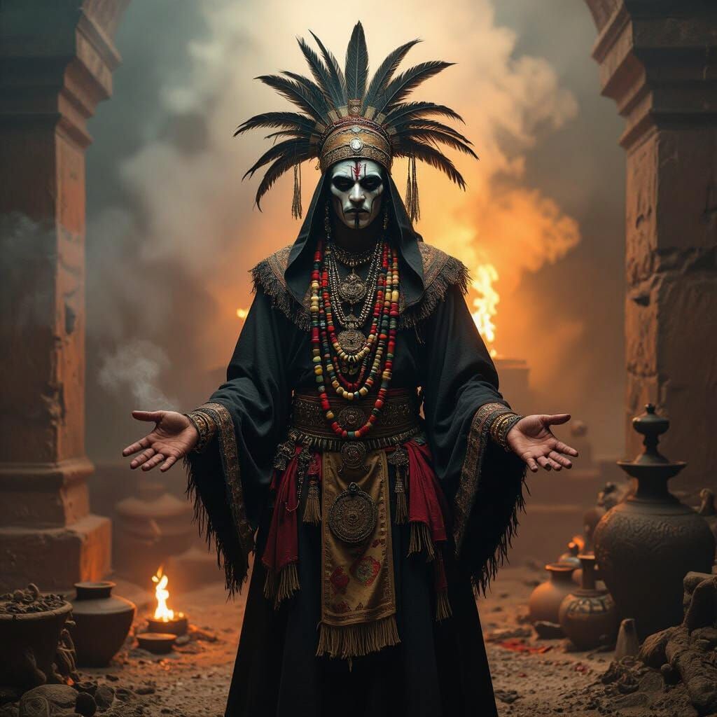 Mystical Palo Mayombe Figure in Dark Surrealist Style