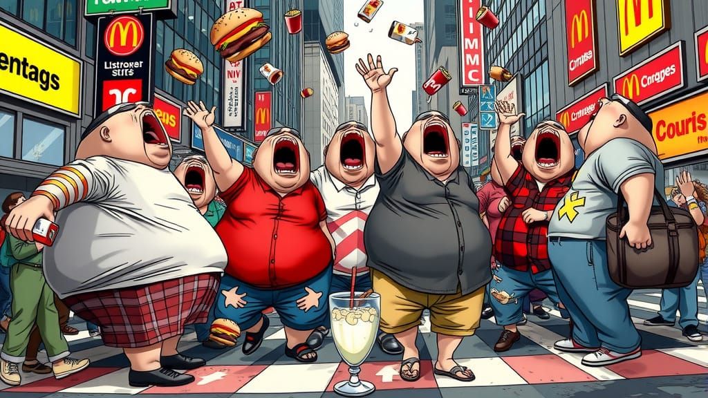 City Intersection Overload in Comic Book Style