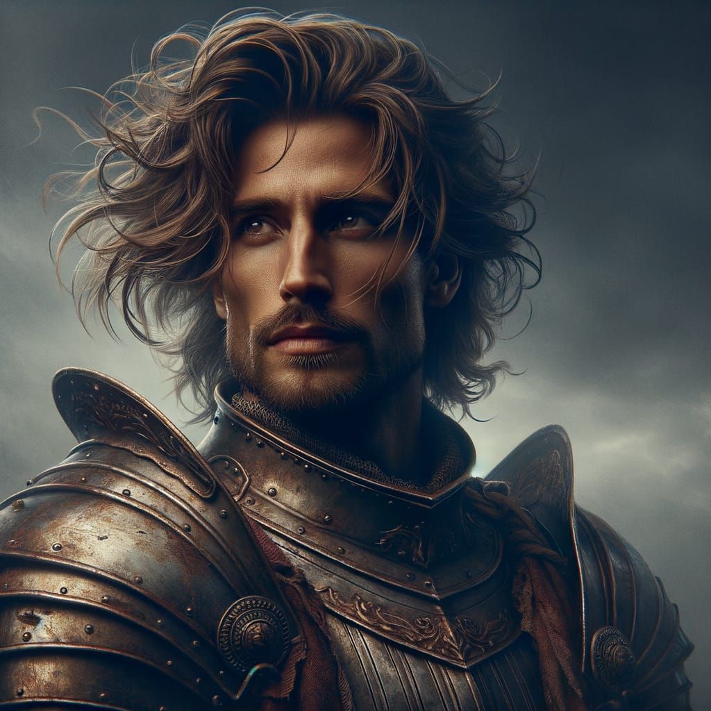 Epic Knight in Rustic Armor Rides into Medieval Fantasy