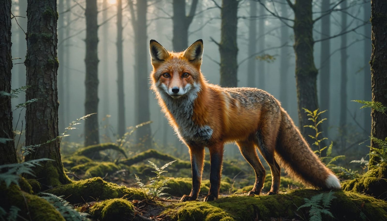 Red Fox in Ethereal Forest: Surreal Oil Painting