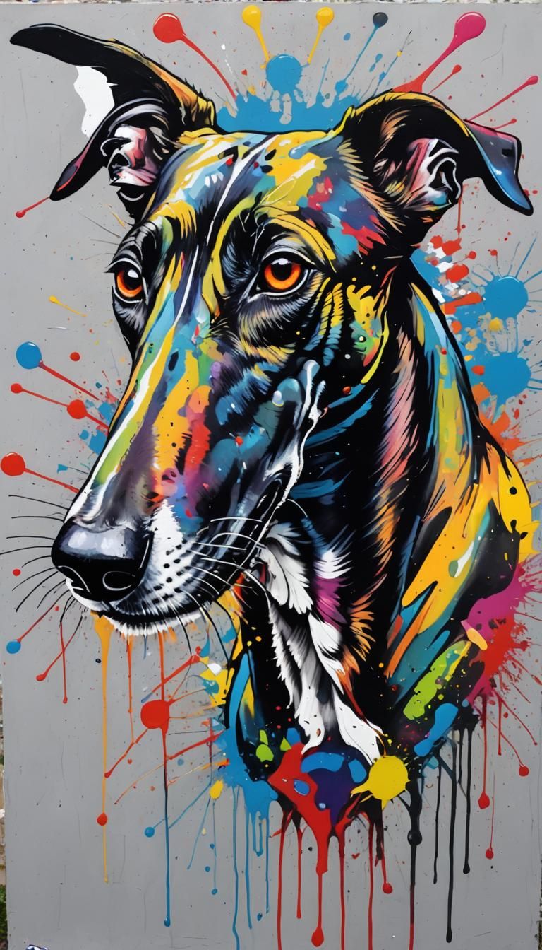 Greyhound Softball Graffiti Art in Splash Style