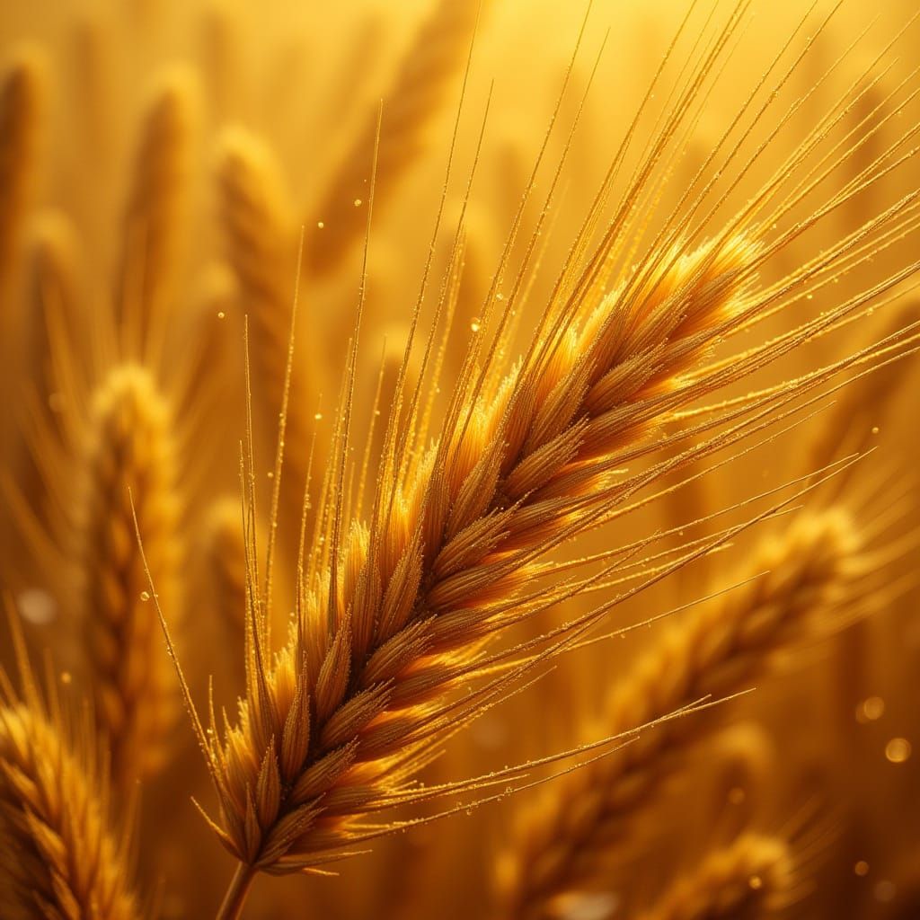 Golden Wheat Head Shimmers in Impressionistic Sunlight