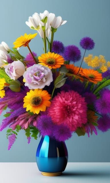 Hyperrealistic Floral Still Life in Impressionistic Style