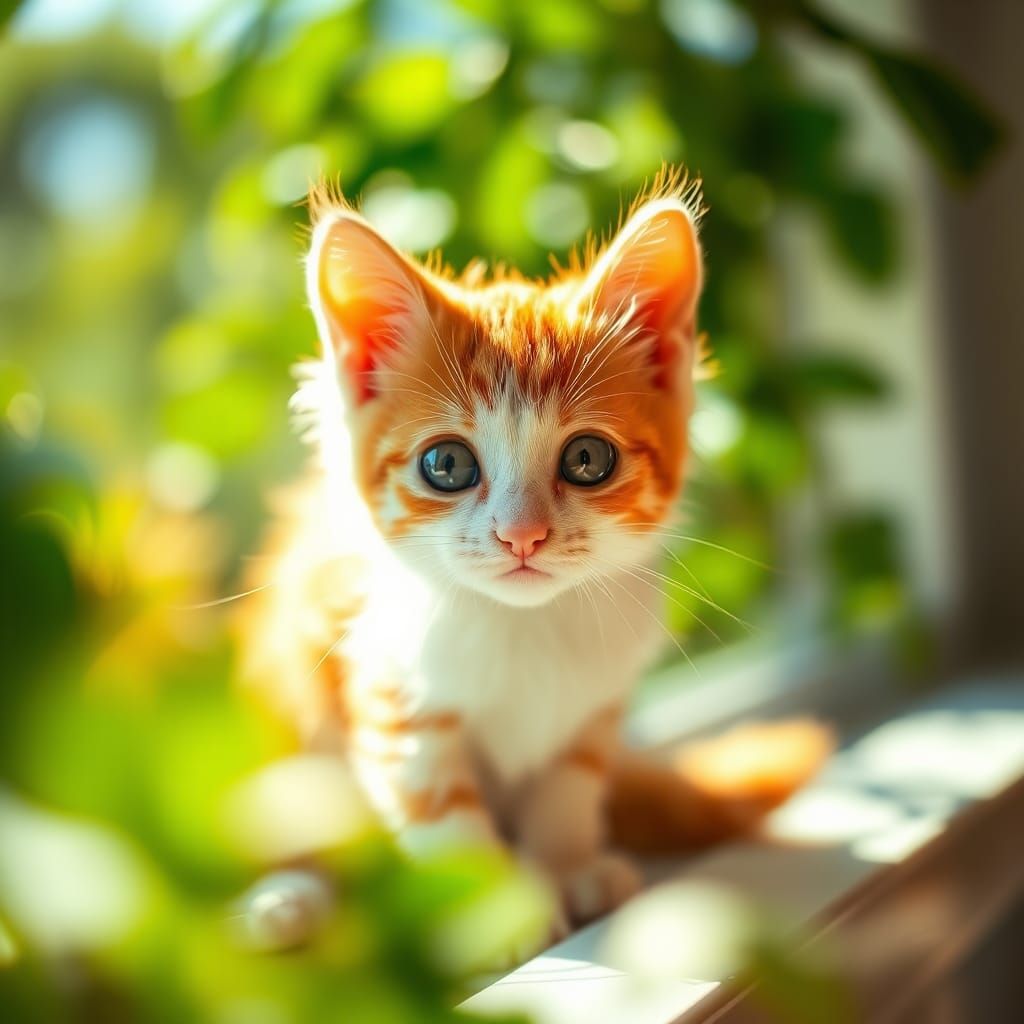 Sun-Drenched Orange Cat in Window