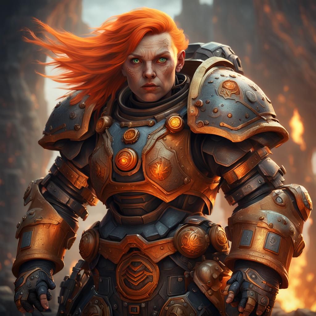 Dwarf Cleric in Power Armor: Detailed Matte Painting
