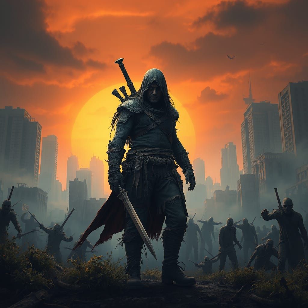 Resilient Survivor Battles Zombies in a Haunting Post-Apocal...