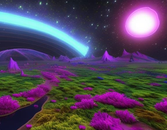 Dreamcore Landscape with Neon Lights in 8K