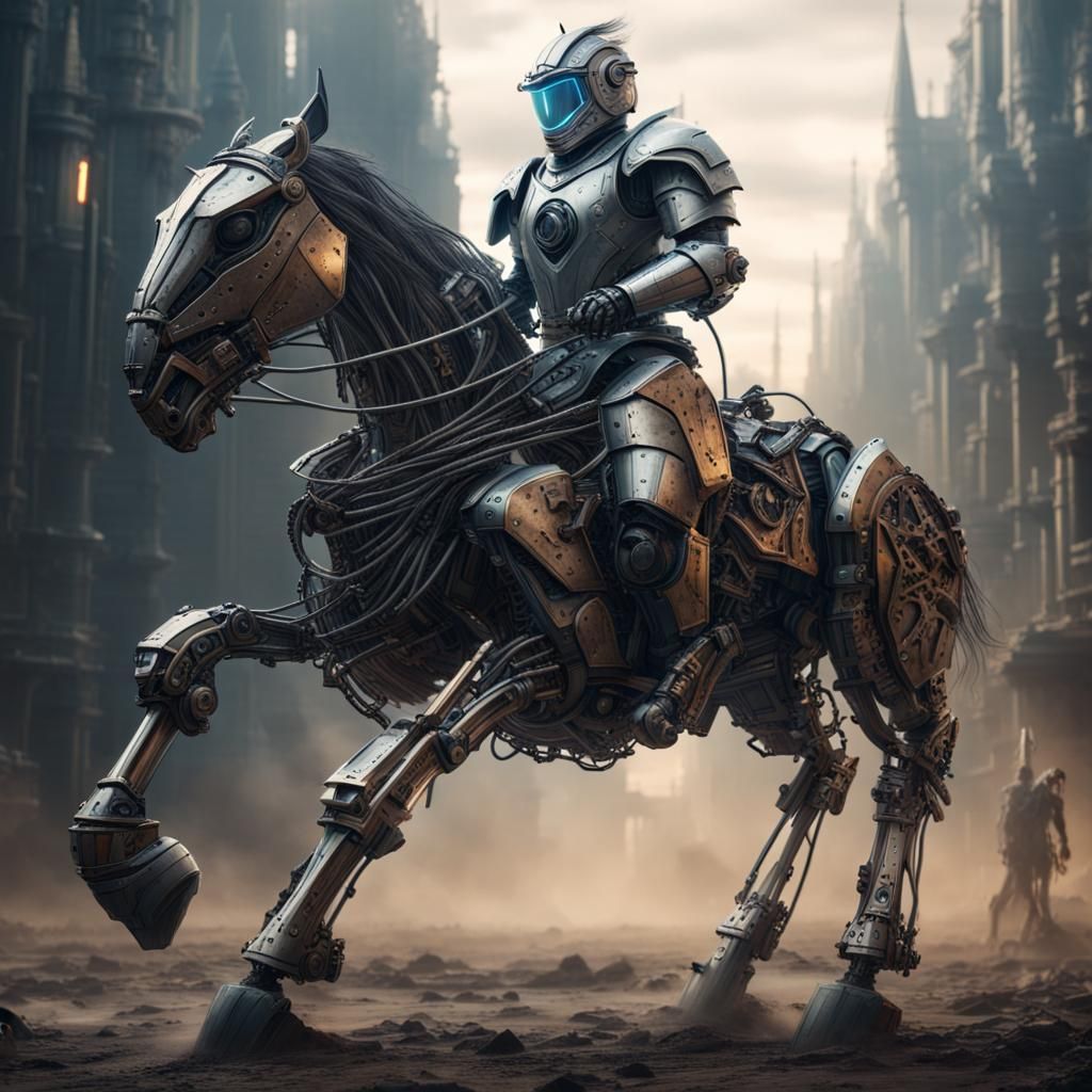Sci-Fi Knight on Robot Horse: Digital Matte Painting