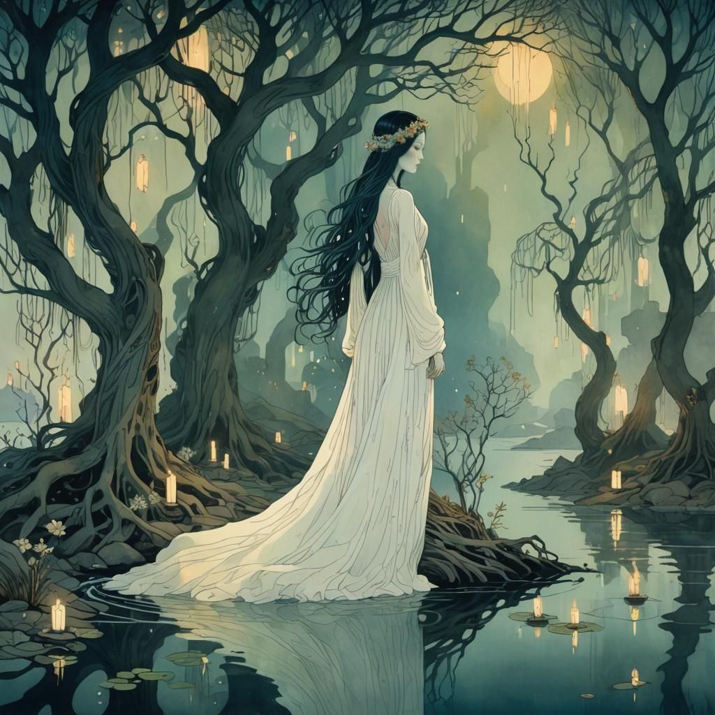 Weeping Woman in Gothic Horror Style