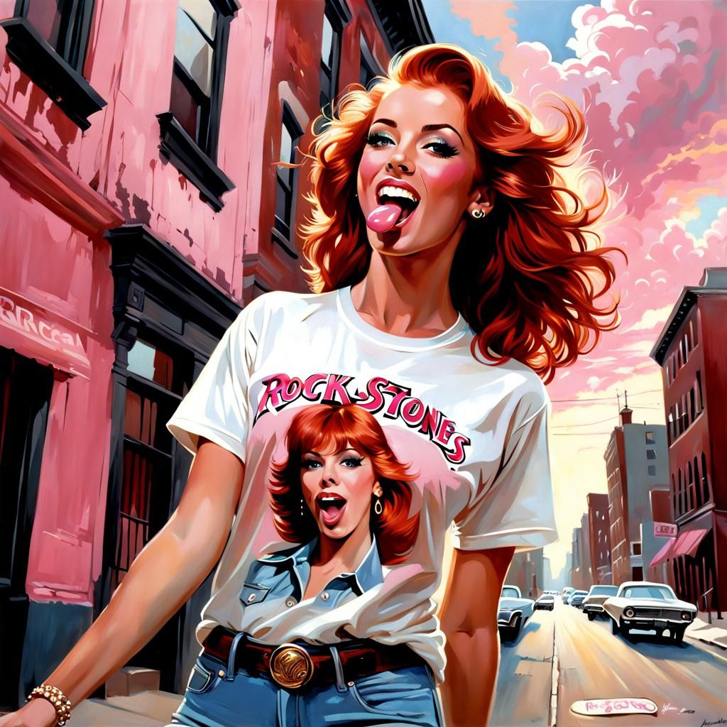 Playful Redhead in 1970s Philadelphia, Vintage Style