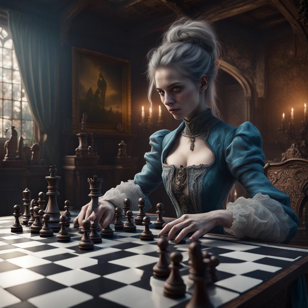 Ghostly Teenager Plays Chess in 1882: Fantasy Art