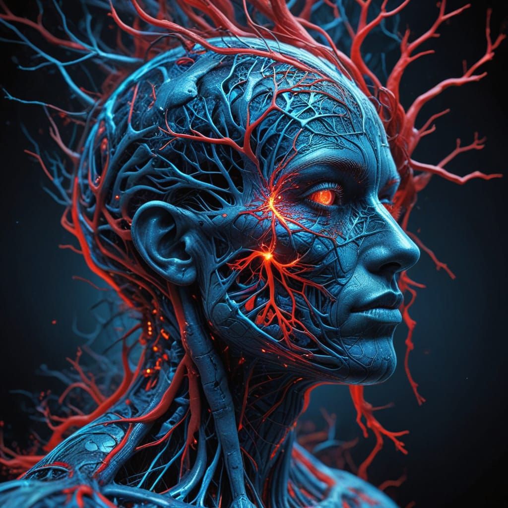 Fractal Blood Vessel Network in Futuristic Biomechanics Styl...