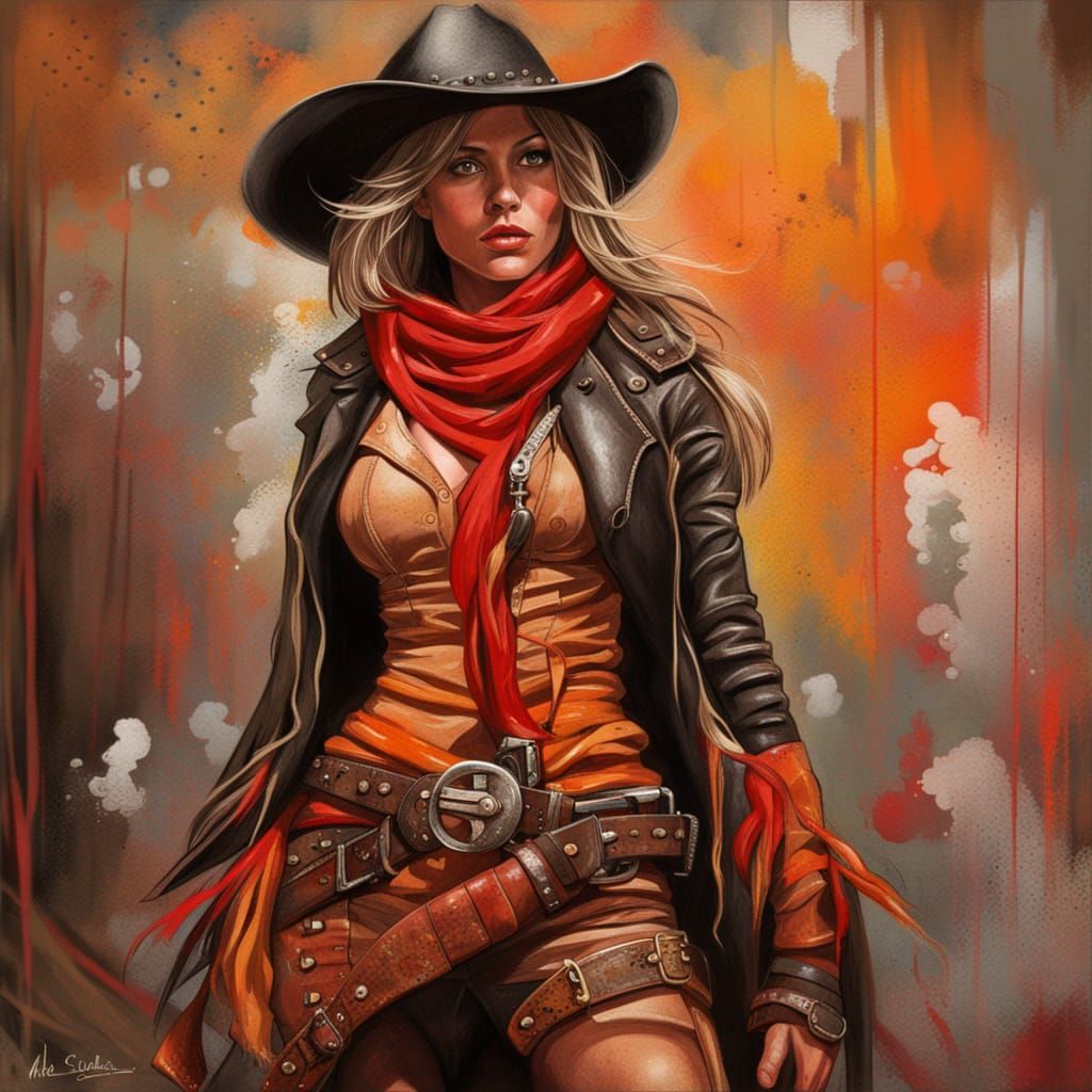 Cowgirl Supermodel in Street Art Style