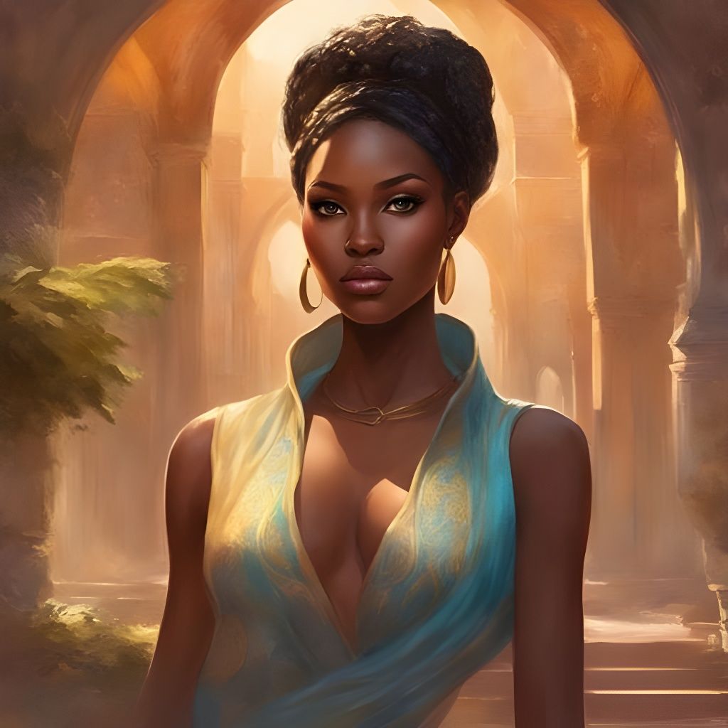 Beautiful Nigerian Girl Portrait in Splash Art Style