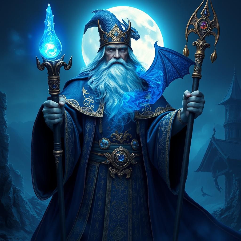 Enchanted Wizard Under Lunar Glow