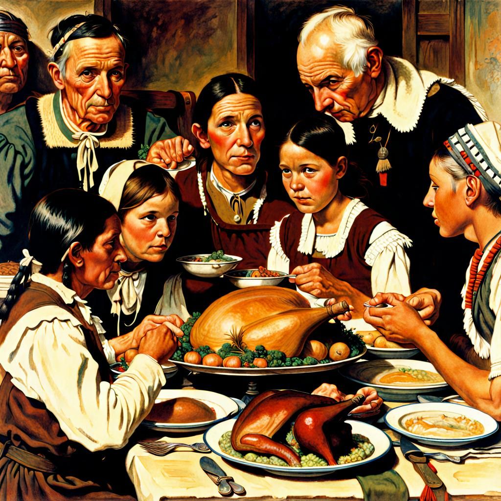Thanksgiving Dinner: A Norman Rockwell-Style Painting