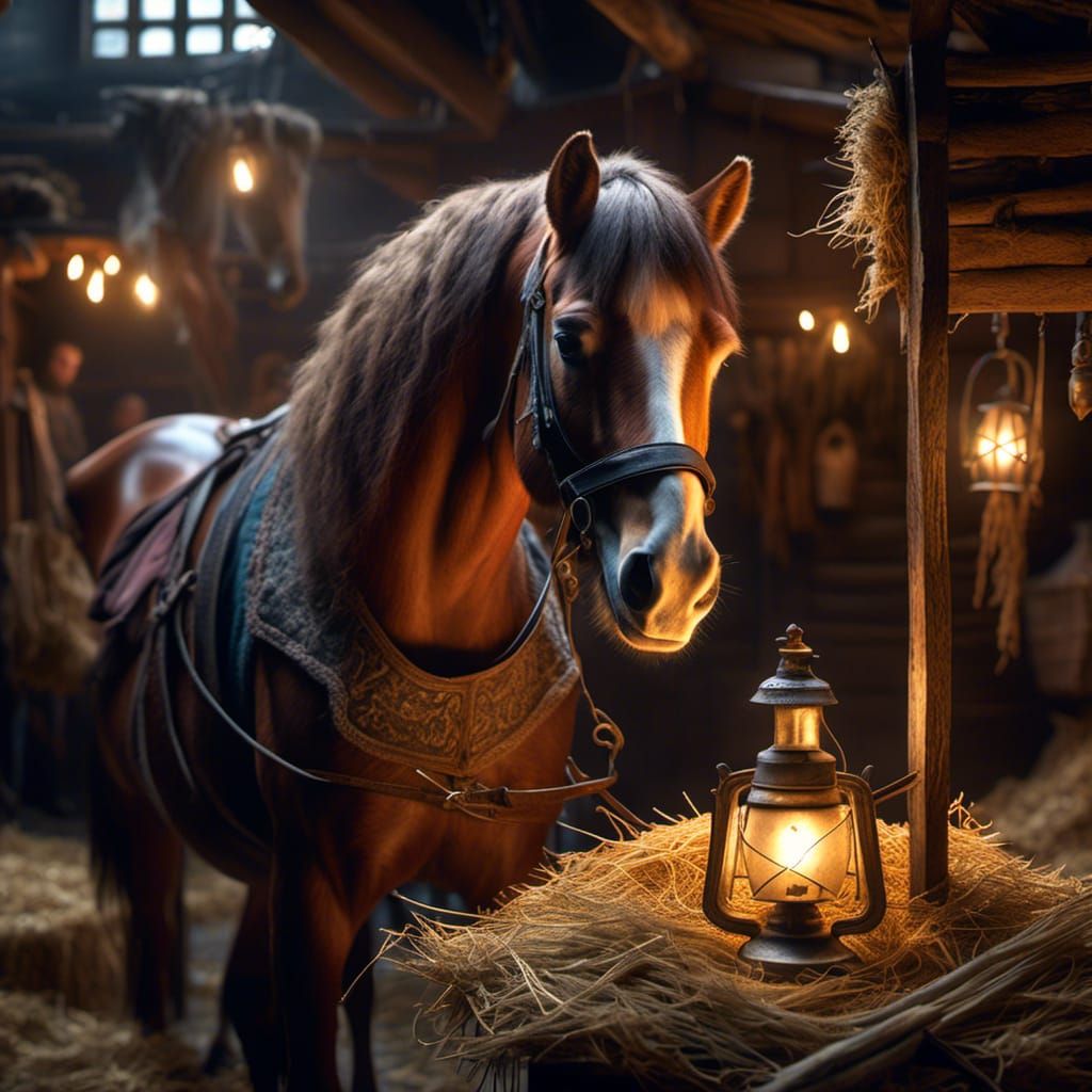 Hyperrealistic Stable Boy Portrait with Pony