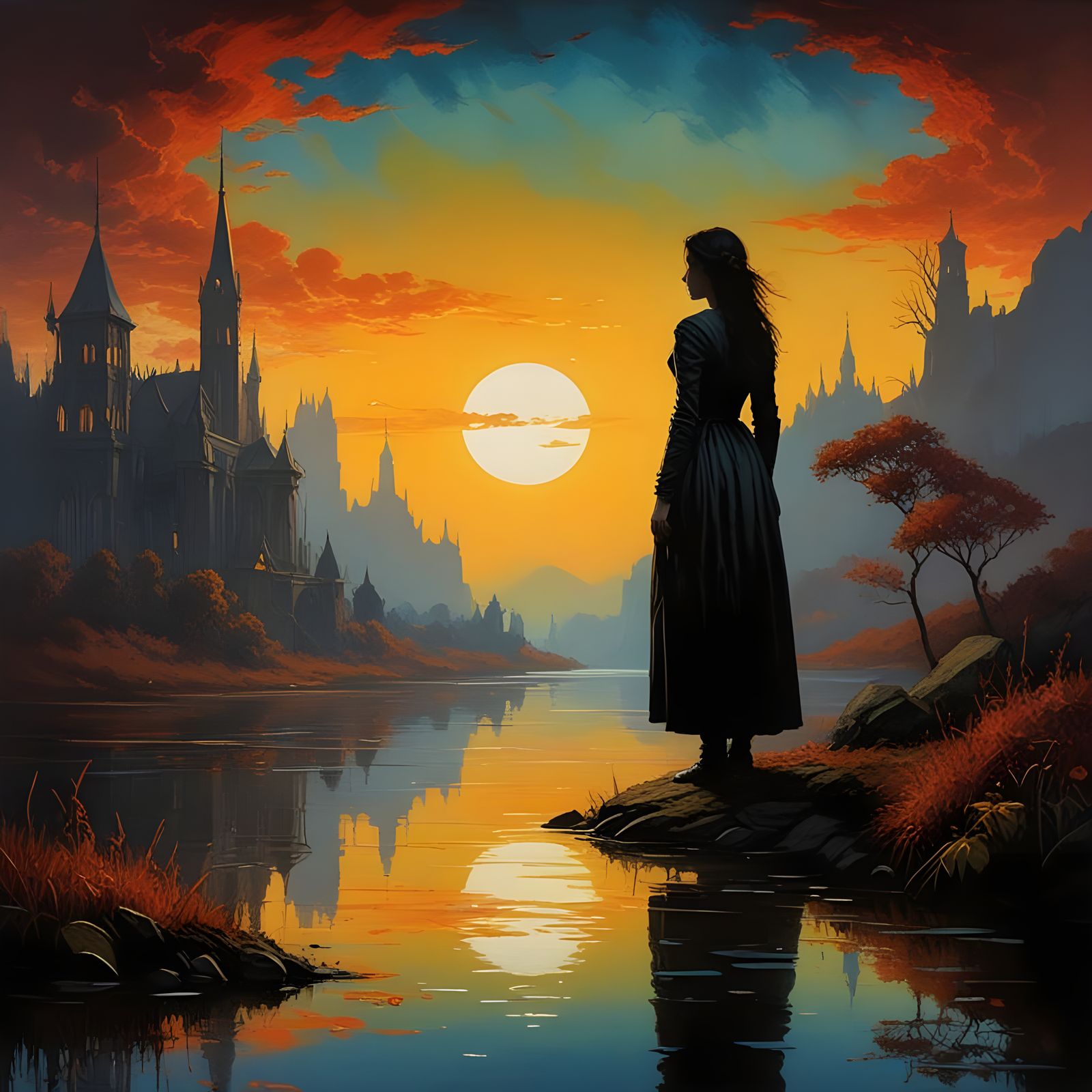 Dreamy Monet-Inspired Artwork in Deep, Warm Colors