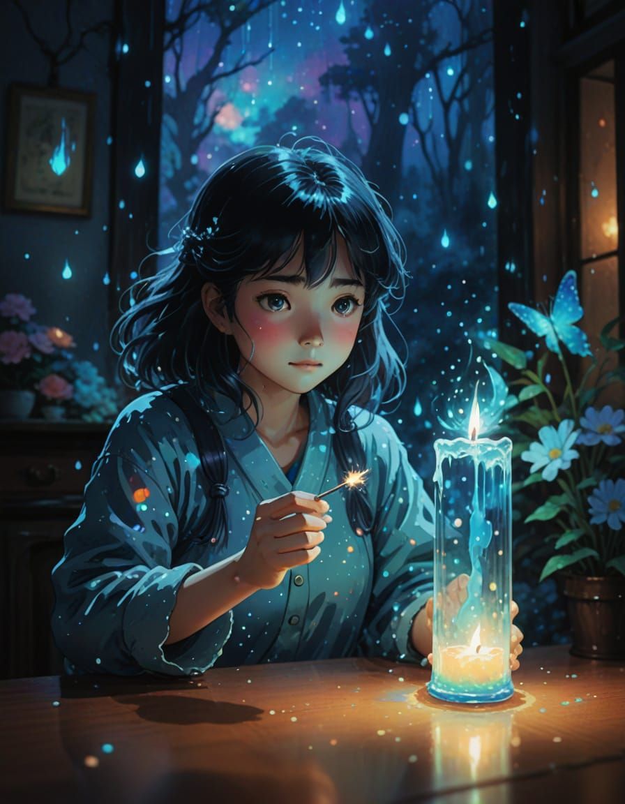 Surreal Candle Illuminates Mystical Aura in Vibrant Holograp...