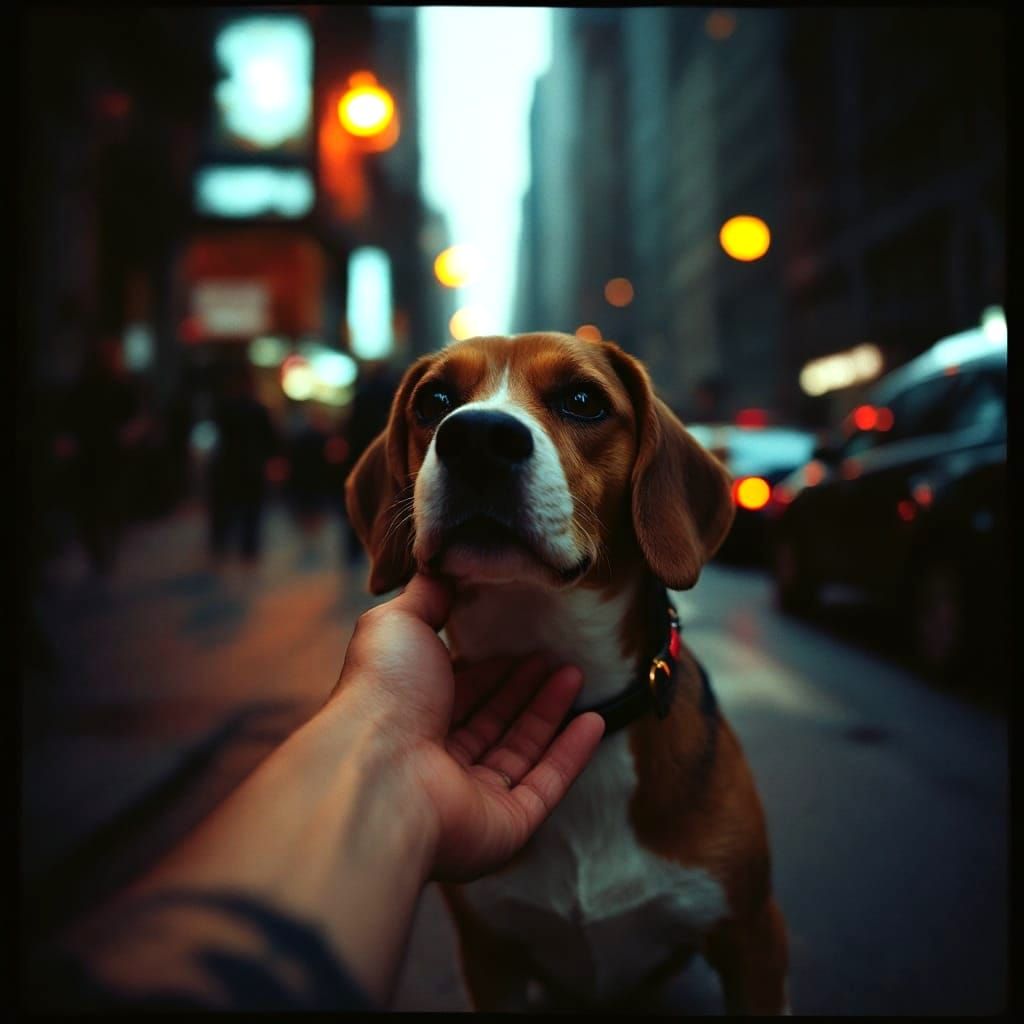 Moody Street Scene in Vintage Polaroid Style