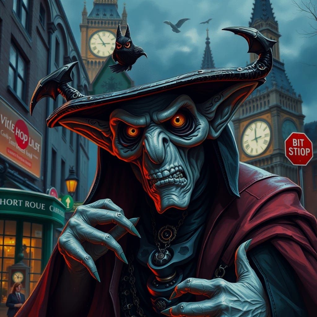 Victorian Vampire in London, Detailed Matte Painting